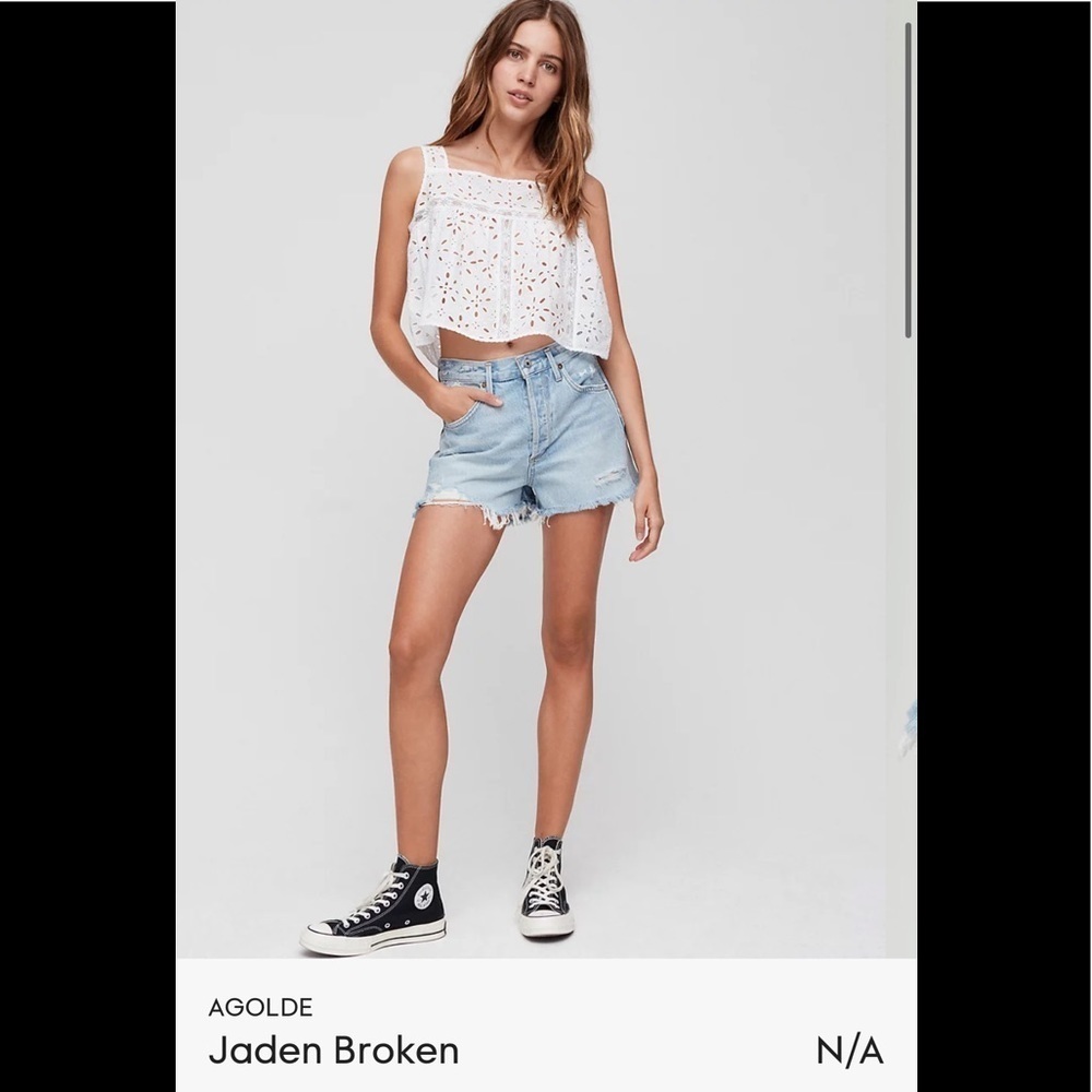 NWT AGolde Jaden High Rise cut off short Broken size 32